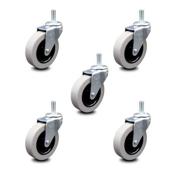 3 Inch Thermoplastic Rubber Wheel 5/16 Inch Threaded Stem Caster SCC, 5PK